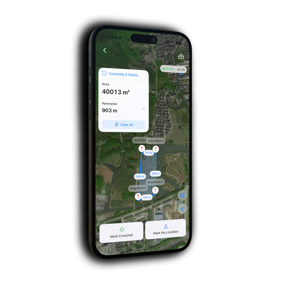 GPS 工具箱面积测量界面